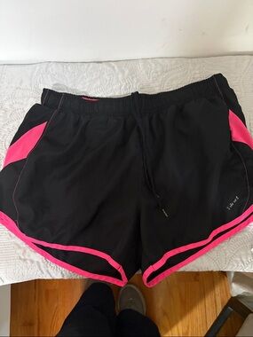 Women's Black Athletic Shorts with Hot Pink Trim